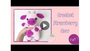 Crochet Strawberry Cow (TikTok 2021) - Tutorial Part 1 (Updated) | Free Amigurumi Animal Pattern